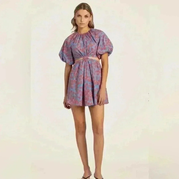 Agua by Agua Bendita Women's Medium LAUREL BERMELO BLUE MINI DRESS Azeala - Picture 1 of 6